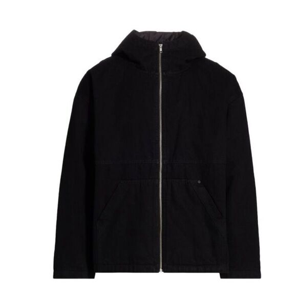 FRAME O-Hoodie Denim Jacket in Black NWT Size Large - Picture 1 of 11